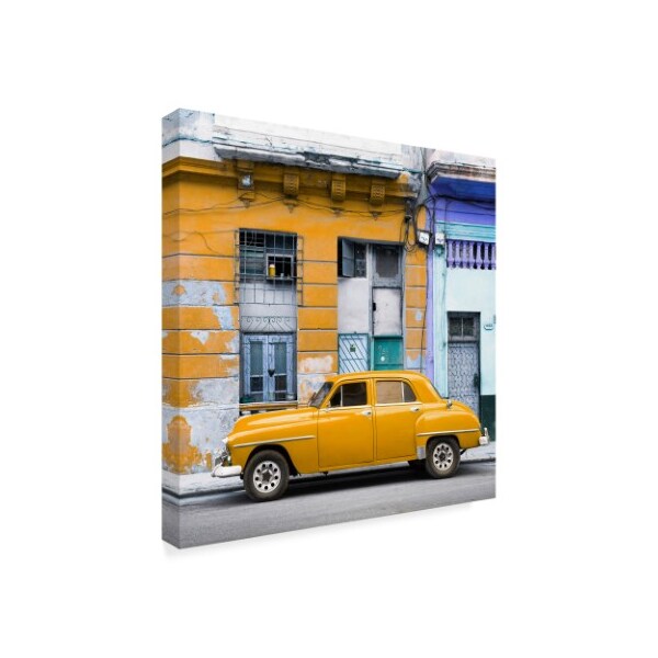 Philippe Hugonnard 'Yellow Vintage American Car In Havana' Canvas Art,14x14